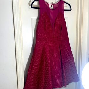 BCBGeneration Crushed Berry, Open Back, Pleated, Cocktail Dress.